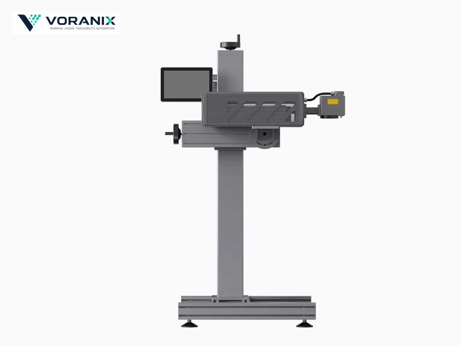 VORANIX CO2 laser marking machine side view with controller