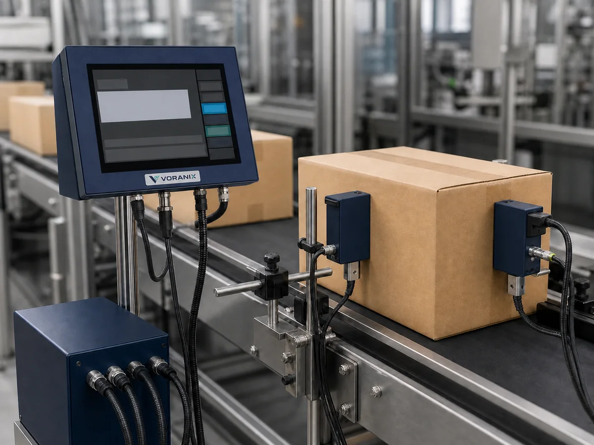 VORANIX thermal inkjet printer integrated with a carton conveyor